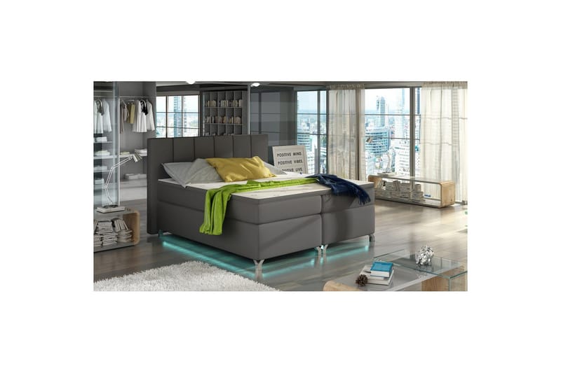 Box Spring Eltap Basilio med LED - Soft 29, Grå, 140x200 cm - Møbler - Senger - Kontinentalsenger