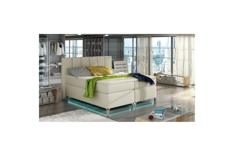 Box Spring Eltap Basilio med LED - Soft 33, Beige, 160x200 cm - Møbler - Senger - Kontinentalsenger