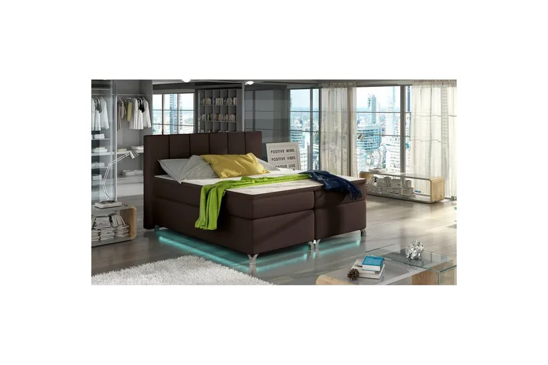 Box Spring Eltap Basilio med LED - Soft 66, Brun, 140x200 cm - Møbler - Senger - Kontinentalsenger