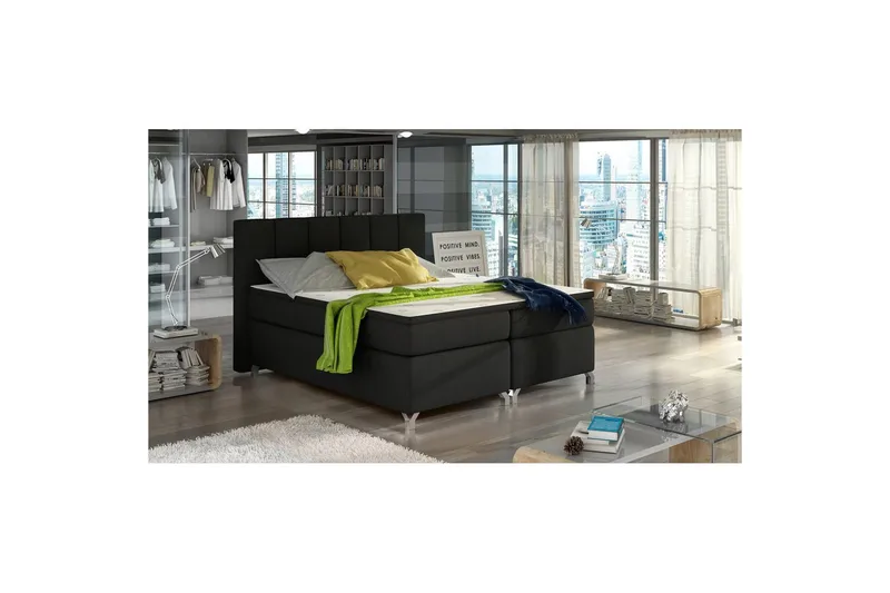 Box Spring Eltap Basilio, Sawana 14, Svart, 160x200 cm