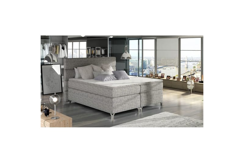 Boxspring Eltap Amadeo - Berlin 01, Grå, 160x200 cm - Møbler - Senger - Kontinentalsenger
