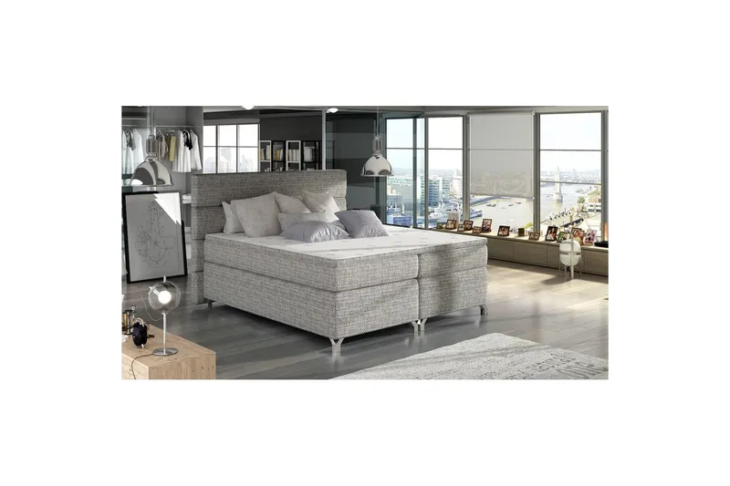Boxspring Eltap Amadeo - Berlin 01, Grå, 160x200 cm - Møbler - Senger - Kontinentalsenger