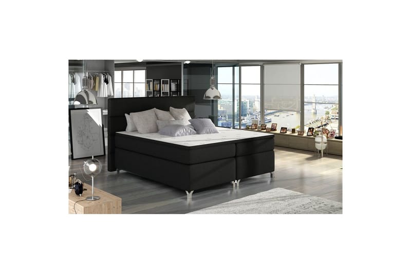 Boxspring Eltap Amadeo, Flores 10, Svart, 140x200 cm
