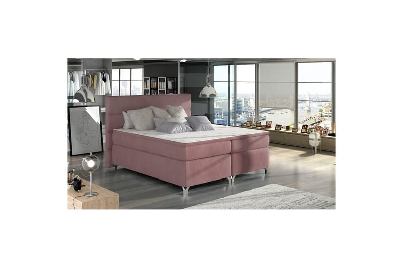 Boxspring Eltap Amadeo, Mat Velvet 63, Rosa, 160x200 cm