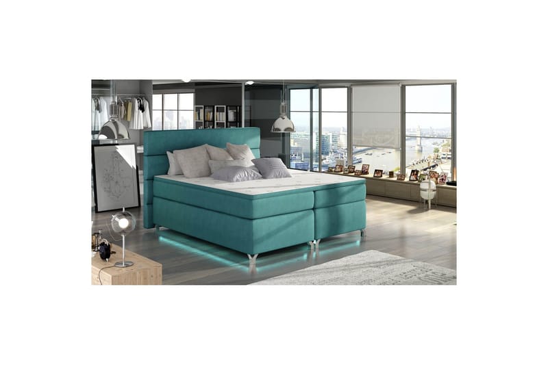 Boxspring Eltap Amadeo med LED - Orinoco 85, Blå, 160x200 cm - Møbler - Senger - Kontinentalsenger