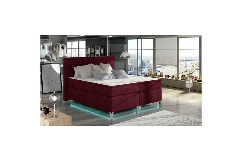 Boxspring Eltap Amadeo med LED, Rivera 59, rød, 180x200 cm