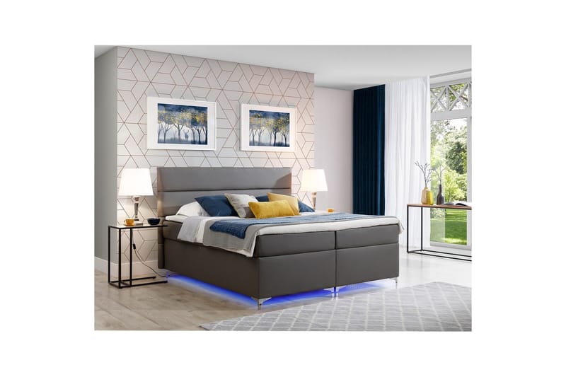 Boxspring Eltap Amadeo med LED, Soft 29, Grå, 180x200 cm