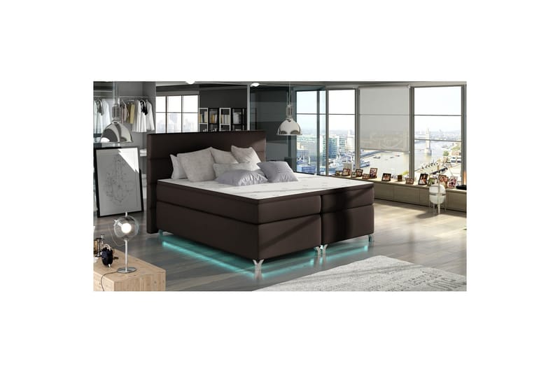 Boxspring Eltap Amadeo med LED - Soft 66, Brun, 160x200 cm - Møbler - Senger - Kontinentalsenger