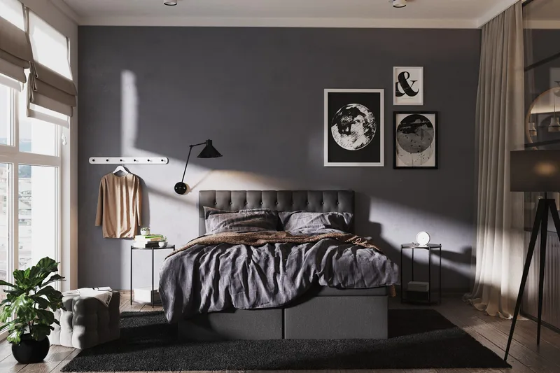 Boxy Box Bed 140x200 cm - Svart/Grå - Møbler - Senger - Senger med oppbevaring