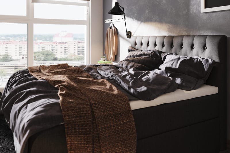 Boxy Box Bed 140x200 cm - Svart/Grå - Møbler - Senger - Senger med oppbevaring
