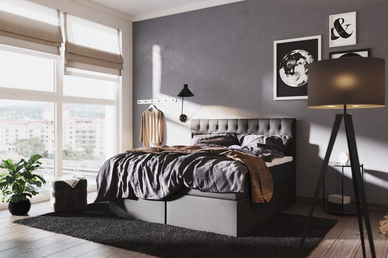 Boxy Box Bed 140x200 cm - Svart/Grå - Møbler - Senger - Rammeseng
