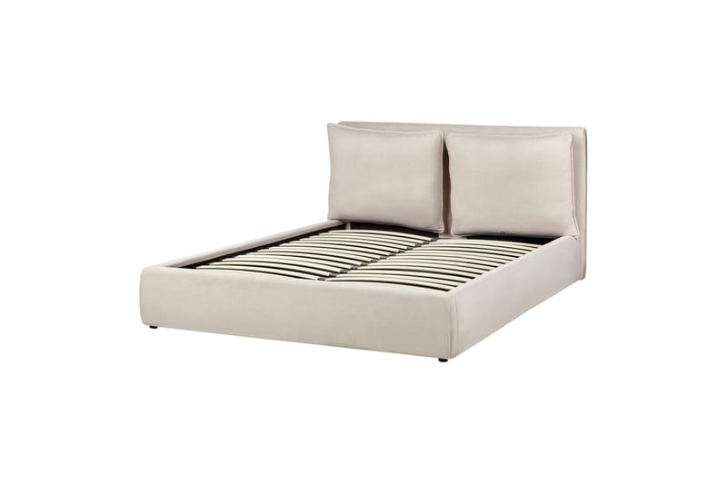 Braylon Sengeramme 160x200 cm i Stoff med Oppbevaring og Sengegavl, Beige