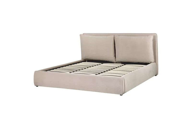 Braylon Sengeramme 180x200 cm i Fløyel med Oppbevaring og Sengegavl, Beige