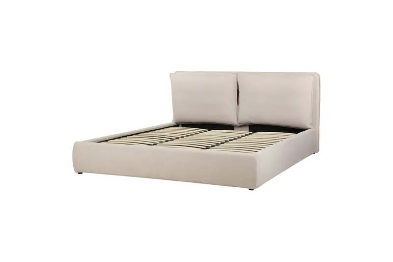 Braylon Sengeramme 180x200 cm i Stoff med Oppbevaring og Sengegavl, Beige