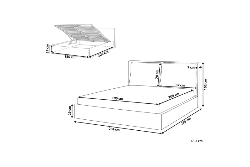 Braylon Sengramme 180x200 cm - Beige - Møbler - Senger - Senger med oppbevaring