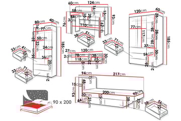 Buhan Møbelsett til Soverom - Beige / Brun - Møbler - Senger - Møbelsett til soverom