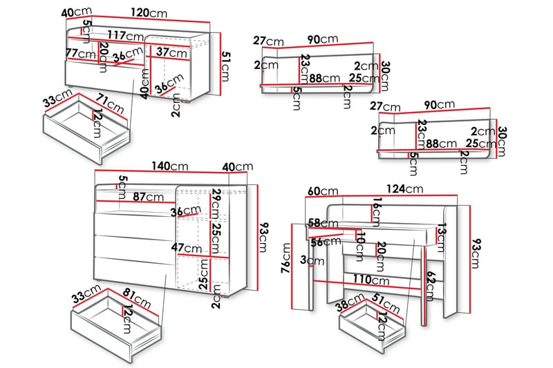Buhan Møbelsett til Soverom - Beige / Brun - Møbler - Senger - Møbelsett til soverom