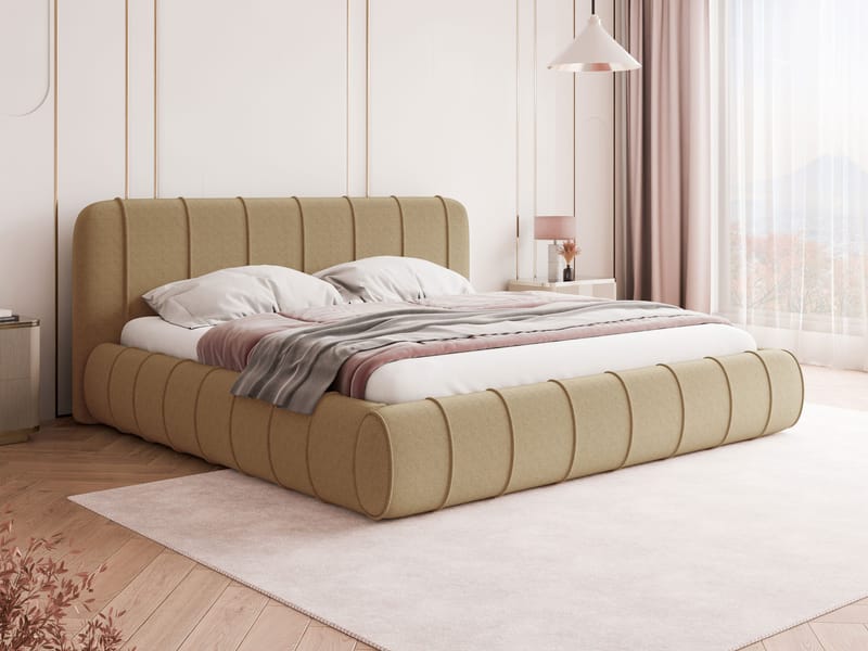 Calrosin Sengeramme 120x200 cm med Oppbevaring - Mørk beige - Møbler - Senger - Senger med oppbevaring