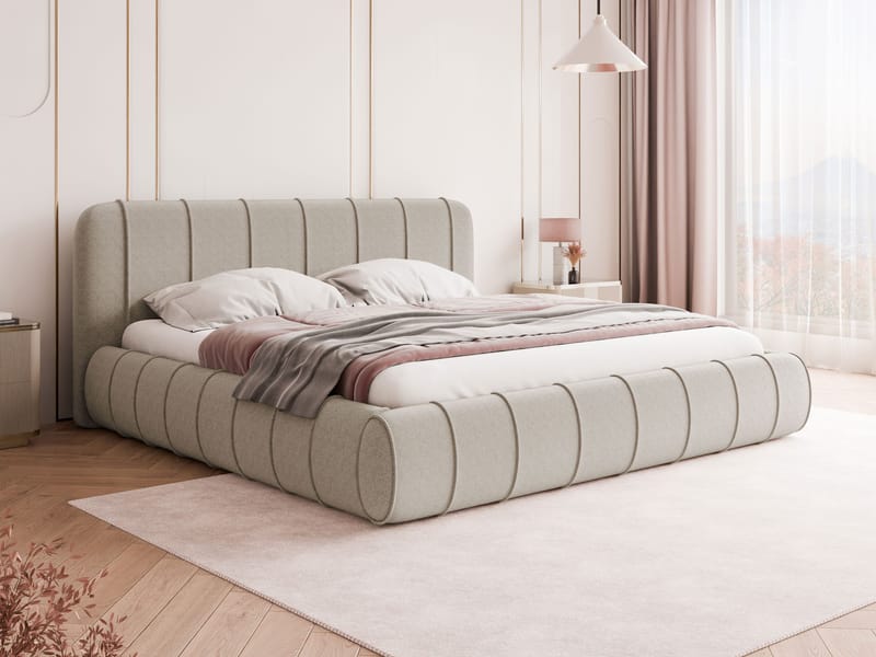 Calrosin Sengeramme 200x200 cm med Oppbevaring - Beige - Møbler - Senger - Senger med oppbevaring