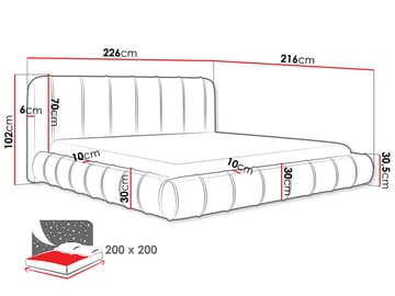 Calrosin Sengeramme 200x200 cm med Oppbevaring - Hvit - Møbler - Senger - Senger med oppbevaring