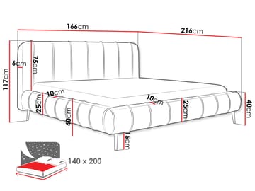 Calrosin Sengeramme med Ben 140x200 cm med Oppbevaring - Lys grå - Møbler - Senger - Senger med oppbevaring