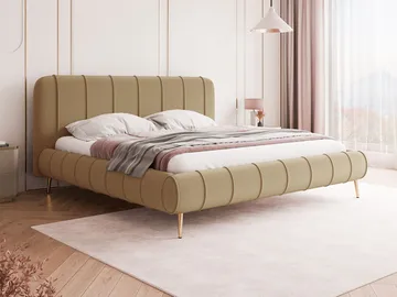 Calrosin Sengeramme med Ben 140x200 cm med Oppbevaring - Mørk beige - Møbler - Senger - Senger med oppbevaring