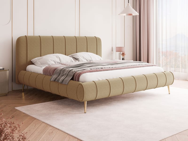 Calrosin Sengeramme med Ben 180x200 cm med Oppbevaring - Mørk beige - Møbler - Senger - Senger med oppbevaring