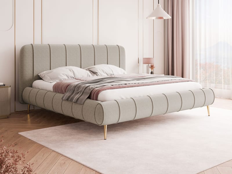 Calrosin Sengeramme med Ben 200x200 cm med Oppbevaring - Beige - Møbler - Senger - Senger med oppbevaring