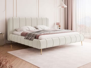 Calrosin Sengeramme med Ben 200x200 cm med Oppbevaring - Hvit - Møbler - Senger - Senger med oppbevaring