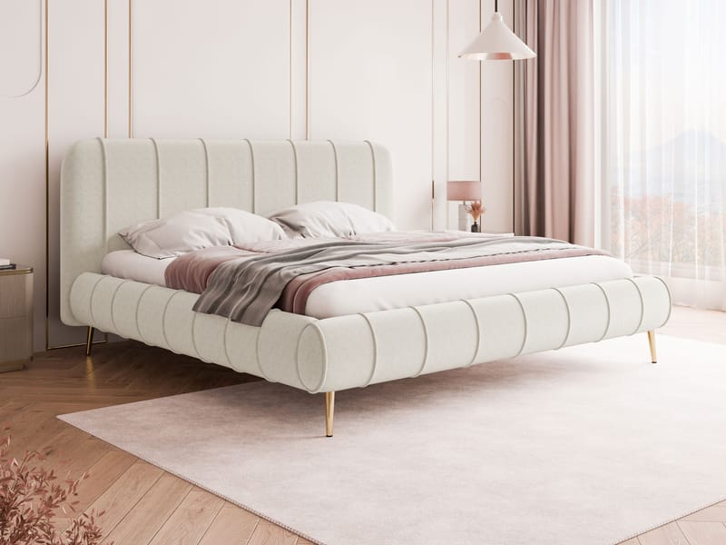 Calrosin Sengeramme med Ben 200x200 cm med Oppbevaring - Hvit - Møbler - Senger - Senger med oppbevaring