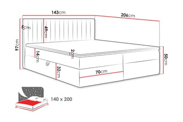Calrosor Sengepakke Kontinentalseng med Oppbevaring 140x200 cm - Blå - Møbler - Senger - Kontinentalsenger