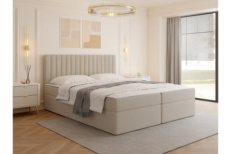 Calrosor Sengepakke Kontinentalseng med Oppbevaring 160x200 cm - Beige - Møbler - Senger - Kontinentalsenger