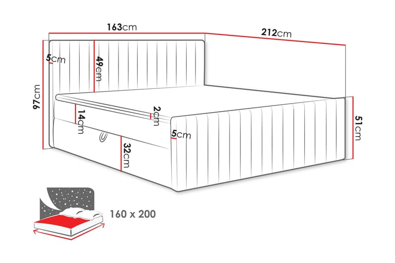Calrosor Sengepakke Kontinentalseng med Oppbevaring 160x200 cm - Beige - Møbler - Senger - Kontinentalsenger