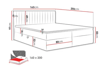 Calrosor Sengepakke Kontinentalseng med Oppbevaring 160x200 cm - Svart - Møbler - Senger - Kontinentalsenger