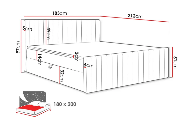 Calrosor Sengepakke Kontinentalseng med Oppbevaring 180x200 cm - Grønn - Møbler - Senger - Kontinentalsenger
