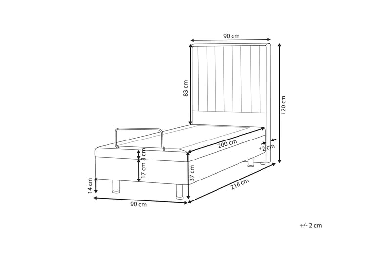 Carleigh Sengramme 90x200 cm - Grå - Møbler - Senger - Sengeramme & sengestamme