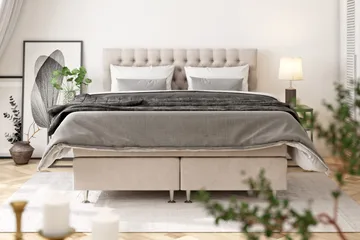 Celine Kontinentalseng 120x200 cm - Beige/Fløyel - Møbler - Senger - Kontinentalsenger