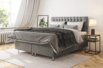 Celine Kontinentalseng 160x200 cm - Grå/Fløyel - Møbler - Senger - Kontinentalsenger
