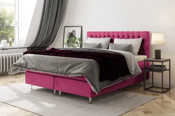 Celine Kontinentalseng 210x210 cm - Rosa/Fløyel - Møbler - Senger - Kontinentalsenger
