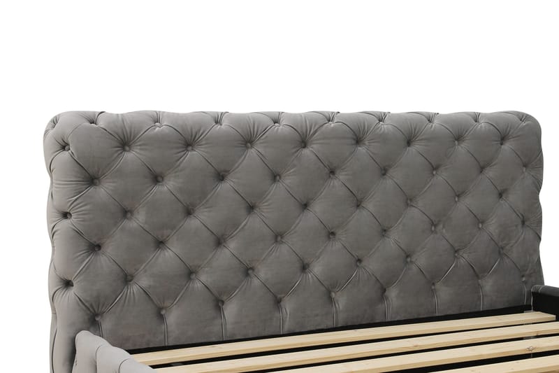 Chesterfield Komplett Sengpakke Sengeramme med Madrass 160x200 cm - Grå - Møbler - Senger - Rammeseng