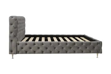 Chesterfield Komplett Sengpakke Sengeramme med Madrass 160x200 cm - Grå - Møbler - Senger - Rammeseng