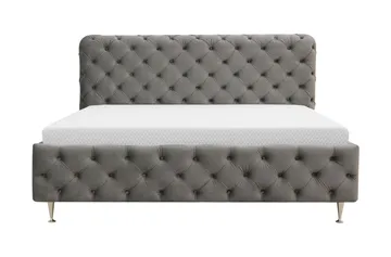 Chesterfield Komplett Sengpakke Sengeramme med Madrass 160x200 cm - Grå - Møbler - Senger - Rammeseng