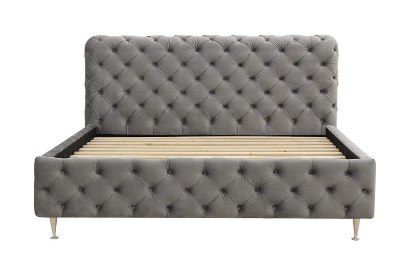 Chesterfield Komplett Sengpakke Sengeramme med Madrass 160x200 cm - Grå - Møbler - Senger - Rammeseng