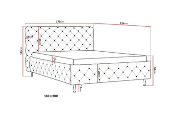 Chesterfield Komplett Sengpakke Sengeramme med Madrass 160x200 cm - Grå - Møbler - Senger - Rammeseng