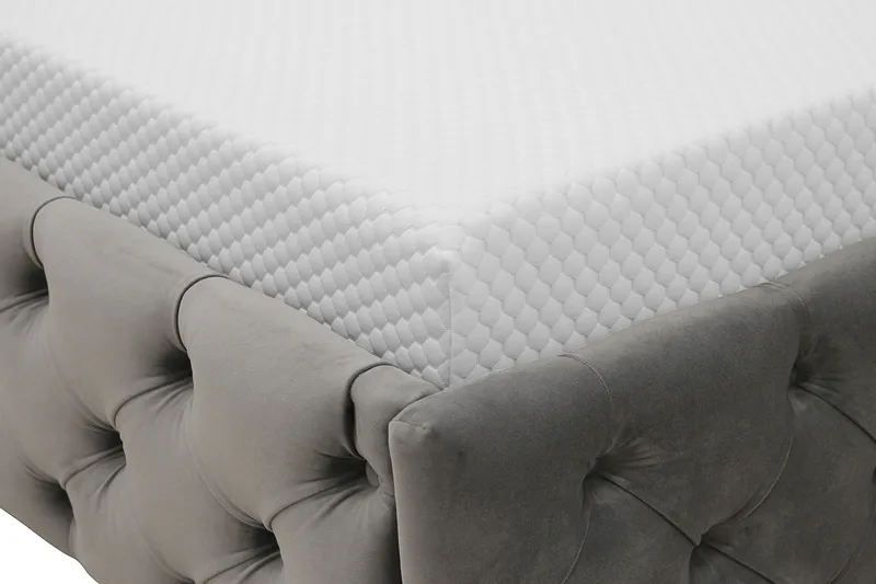 Chesterfield Komplett Sengpakke Sengeramme med Madrass 160x200 cm - Grå - Møbler - Senger - Rammeseng