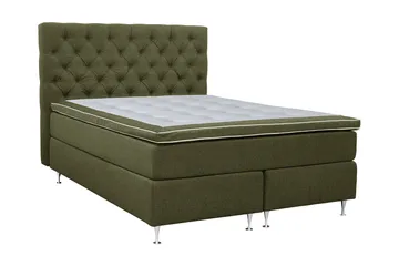 Coral Sengepakke – Kontinentalseng 180x200 cm i Stoff med Sengegavl + Overmadrass - Grønn - Møbler - Senger - Kontinentalsenger