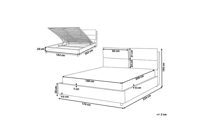 Daxxon Sengramme 160x200 cm - Grå - Møbler - Senger - Senger med oppbevaring