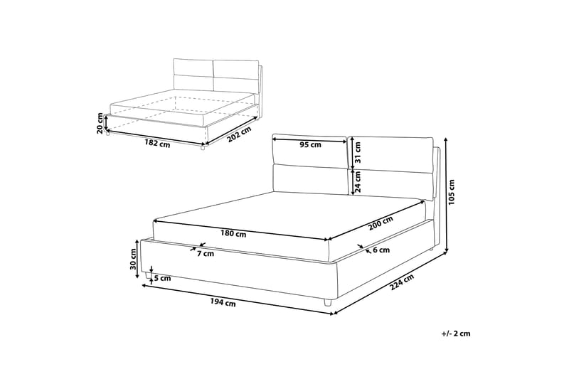 Daxxon Sengramme 180x200 cm - Grå - Møbler - Senger - Senger med oppbevaring