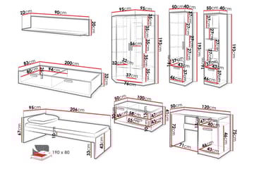 Dekona Møbelsett For Soverom - Grå/Hvit - Møbler - Senger - Møbelsett til soverom