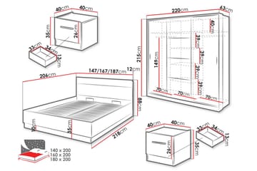 Dentrona Møbelsett For Soverom - Beige/Grå - Møbler - Senger - Møbelsett til soverom